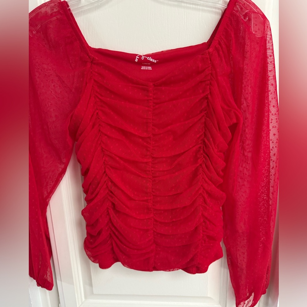 Stylish Red Ruched Women's Top